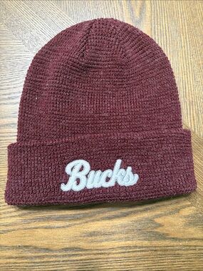 CLEARANCE NEW Bucks Maroon Knit Beanie Hat - Classic Fold-Over Winter Cap